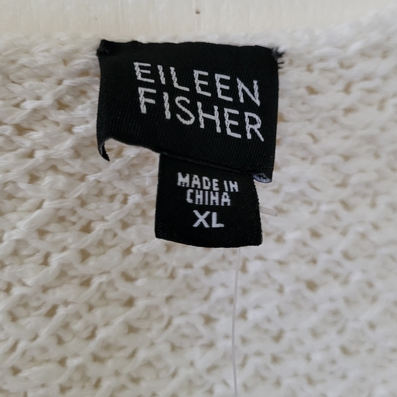 Eileen Fisher White Cotton/Nylon Sweater Sz XL - Picture 3 of 4